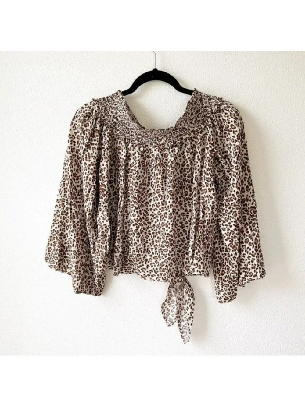 Free People Movement Beige Smocked Off The Shoulder Top M